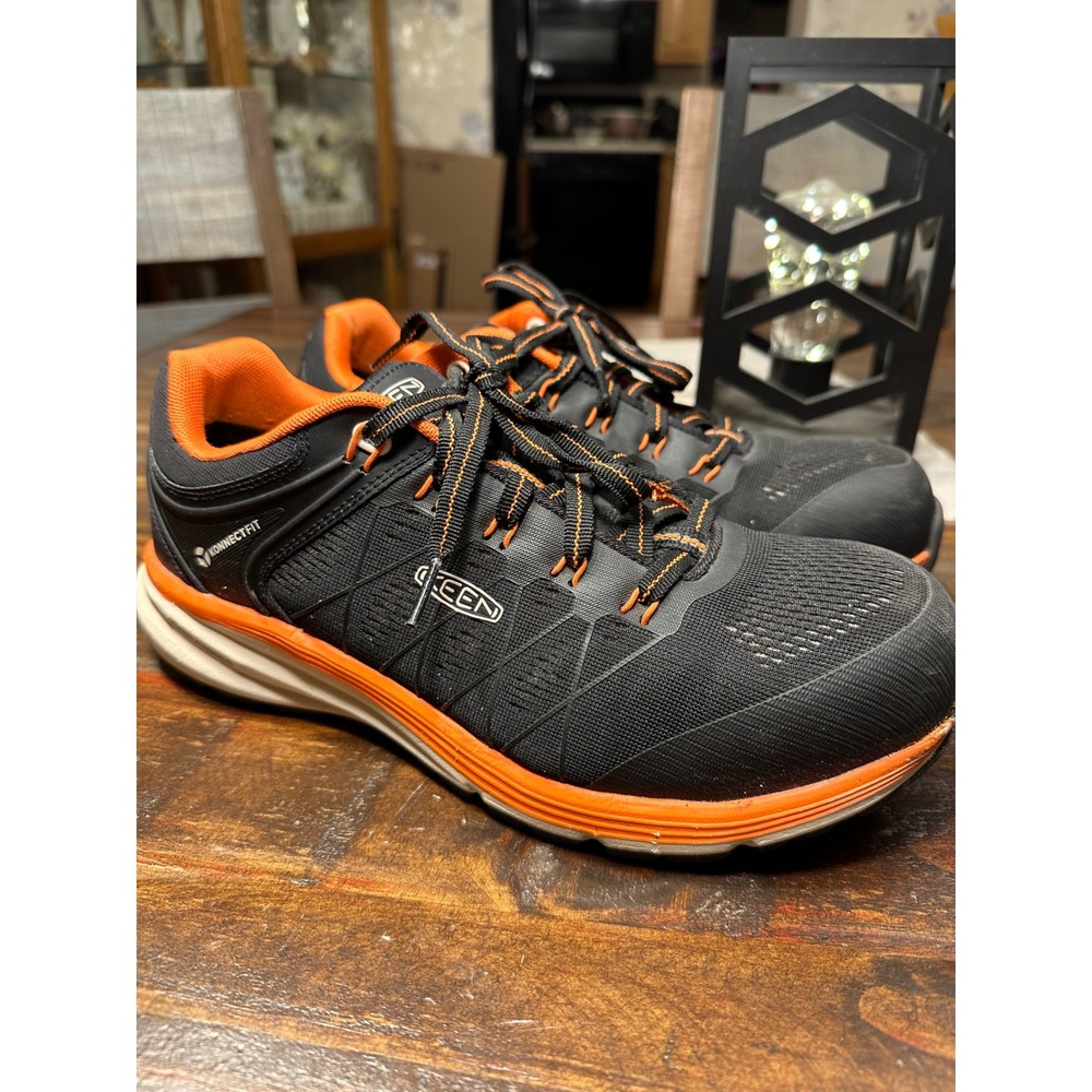 KEEN Utility Black Orange Konnectfit Steel Toe EH Work‎ Shoes Men Size 9EE